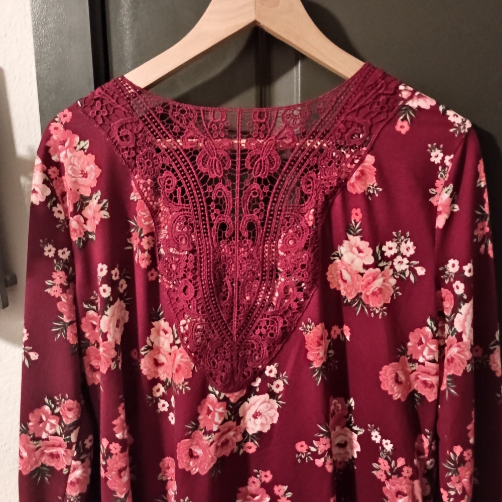 Floral Burgundy Women's Top